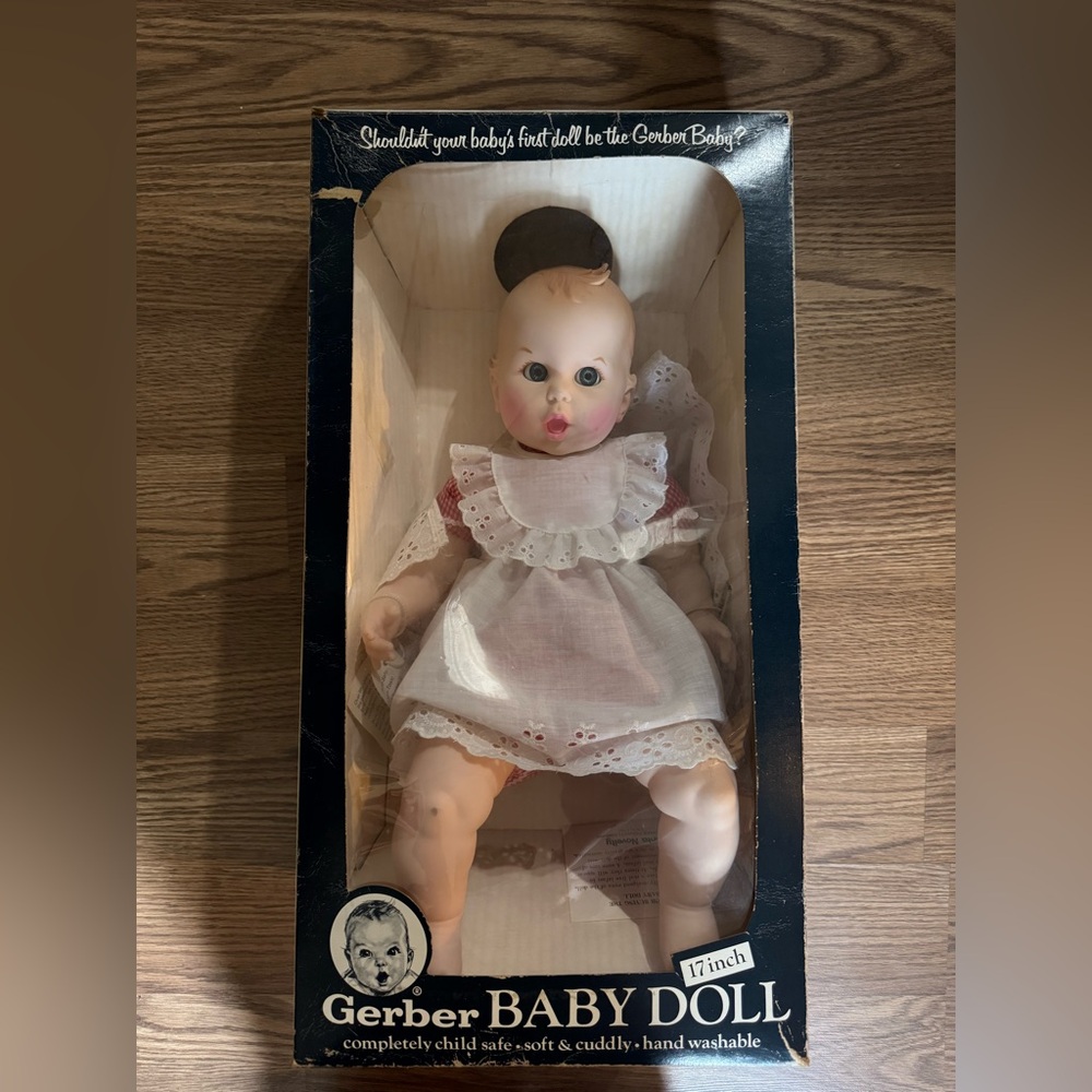 Vintage Gerber Baby Doll in White Lace Dress